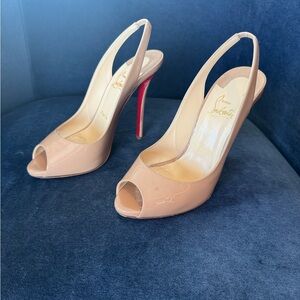 Christian Louboutin Beige Peep Toe Slingbacks